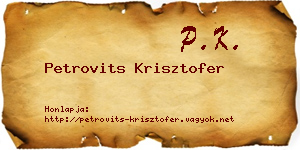 Petrovits Krisztofer névjegykártya